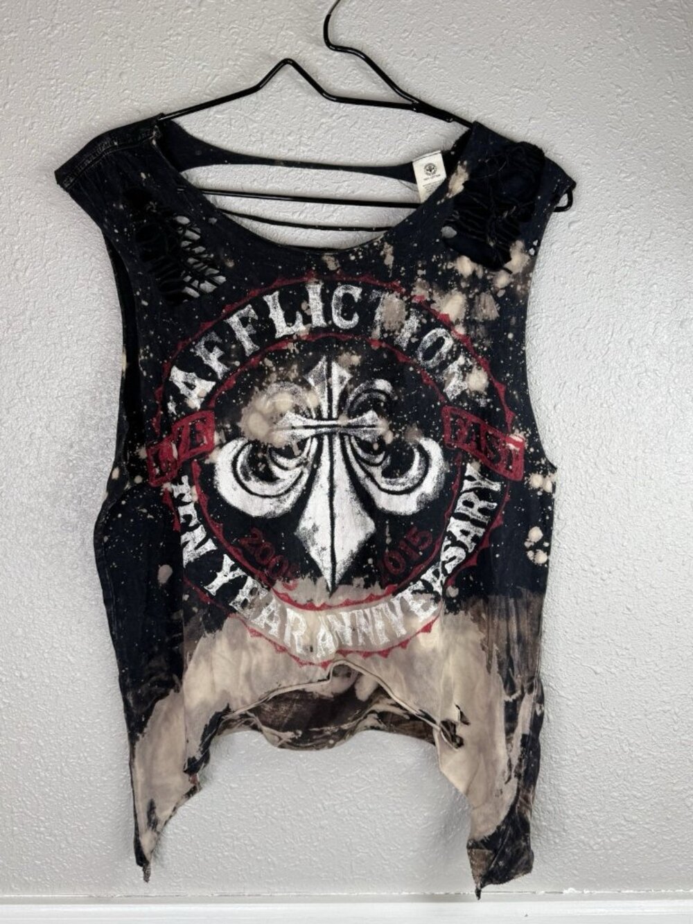 Affliction Distressed Tank Top Women Large Cutout Rocker Cut Out y2k